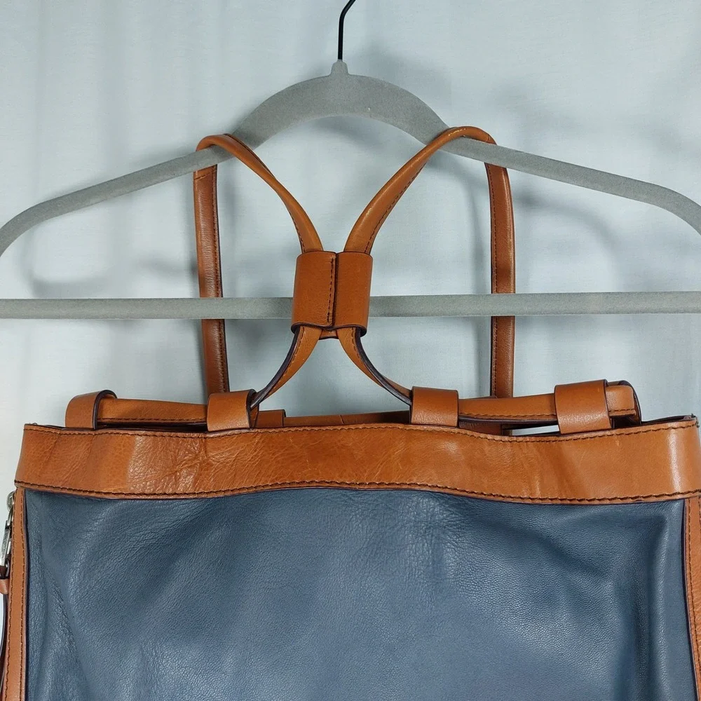 Kooba Hobo‎ Backpack Satchel Gray Tan Side Zippers